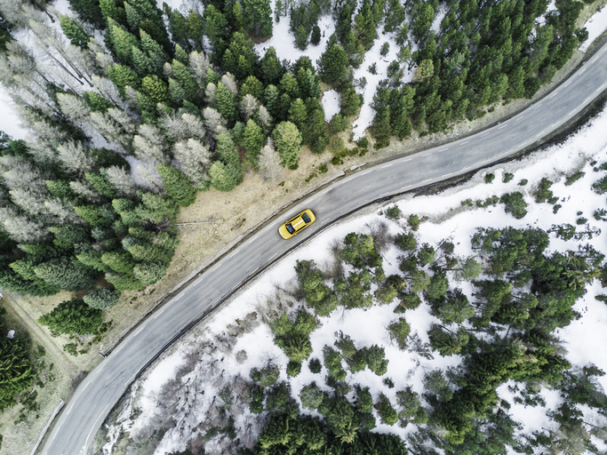 car driving on road in Alaska